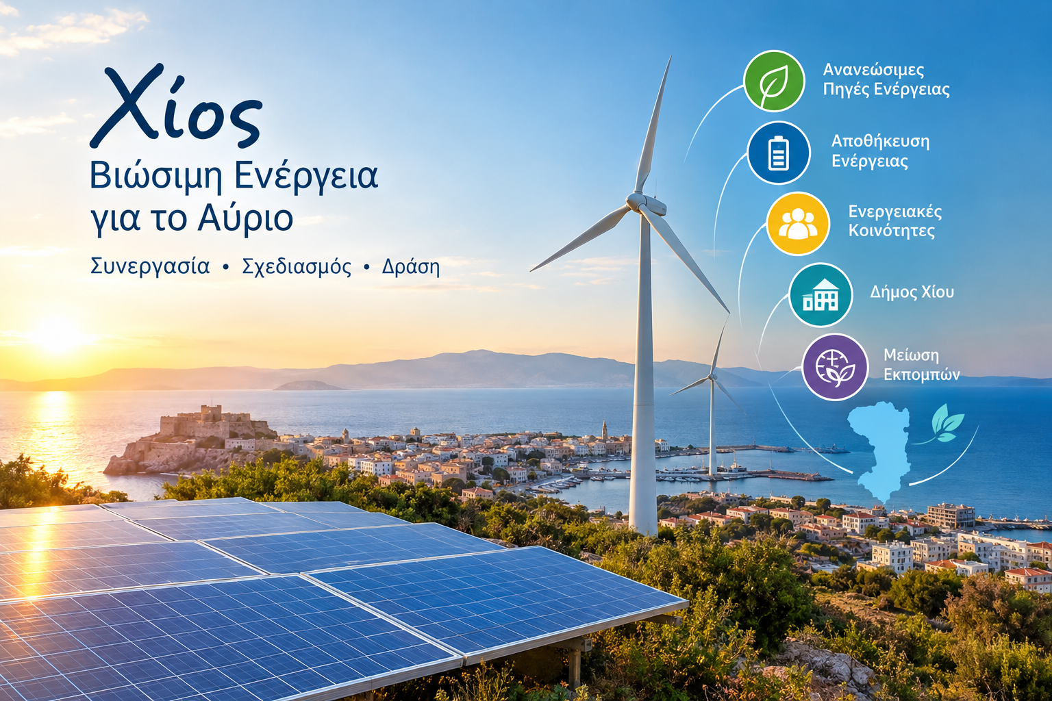 You are currently viewing Ενεργειακή μετάβαση της Χίου: Η ώρα του συντονισμού, της συνεργασίας και των συγκεκριμένων προτάσεων